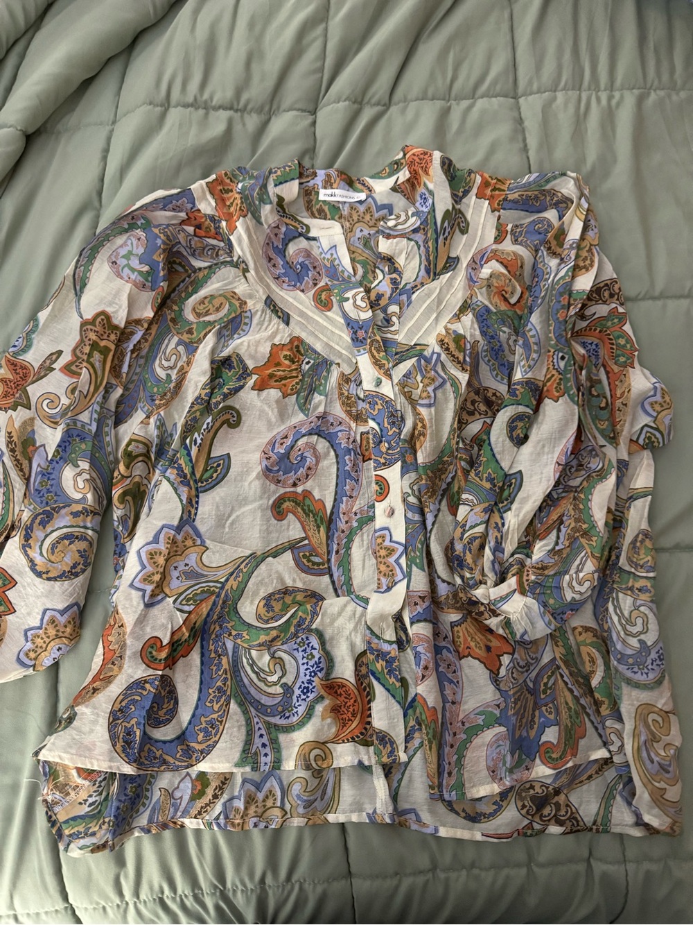 Paisley Print Lightweight Blouse - Multicolor
